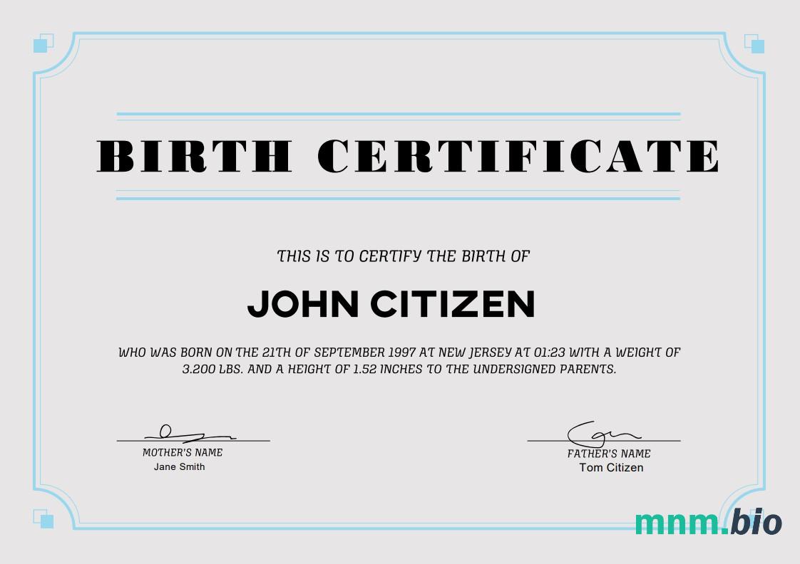 USA Birth Certificate szablon in Word i PDF formacie